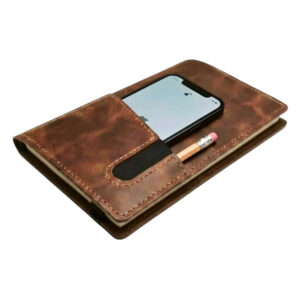 Hakiki Deri A5 Defter Kılıfı, Telefon Cepli Ajanda Organizer, El Yapımı, Defter Hediyeli